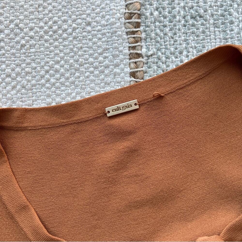 Cult Gaia Mustard Yellow Long Sleeves Wrap Around Pullover Sweater Women’s Small - Picture 8 of 9